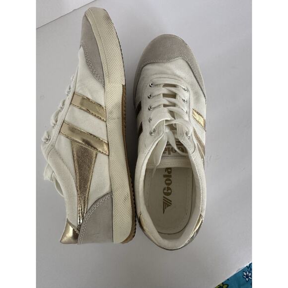 Gola Badminton Clas548 Casual Trainers Off White/Gold Size 8.5 - Picture 5 of 14